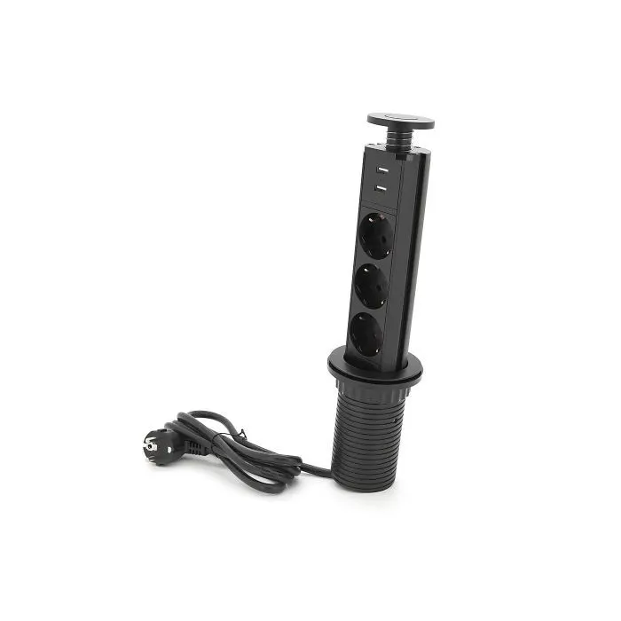 Сетевой фильтр питания Voltronic 3 Роз, 2USB, 16А, 250V, 2м, Black (D06-FU03)