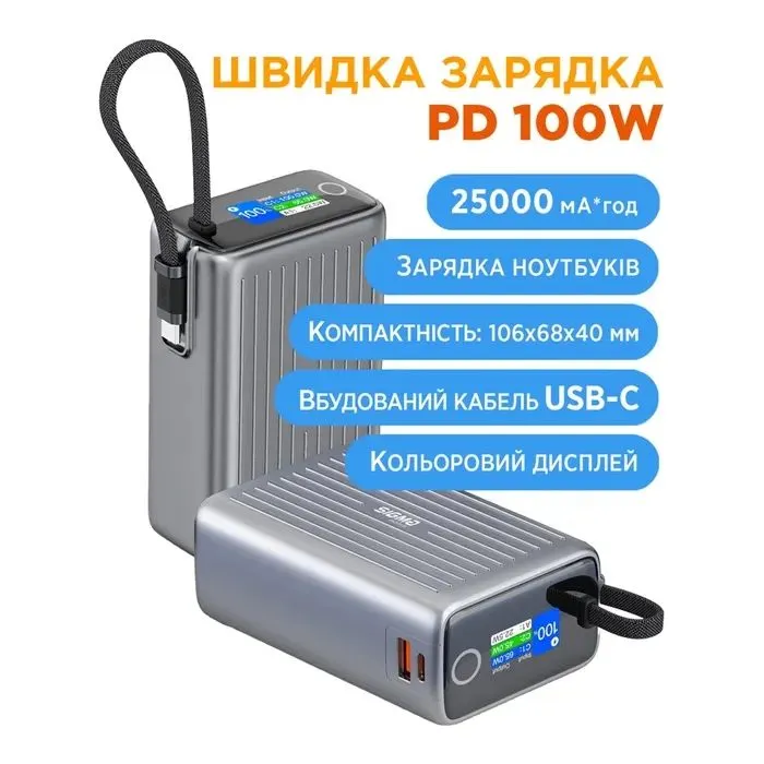Батарея универсальная Sigma X-power SI25A5QLX 25000mAh, 100W (4827798848715) изображение 5