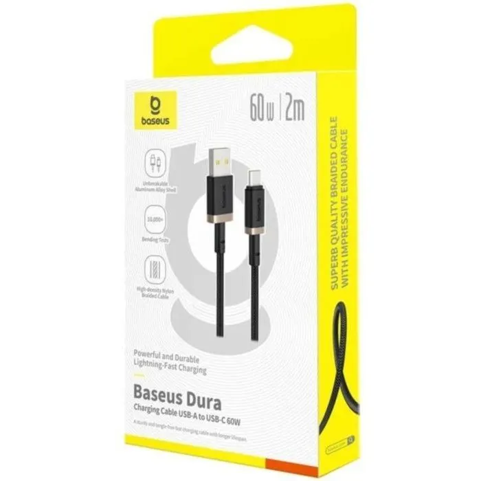 Дата кабель USB AM to USB-C 2.0m 60W black/gold Baseus (P10377802U01-02) изображение 4