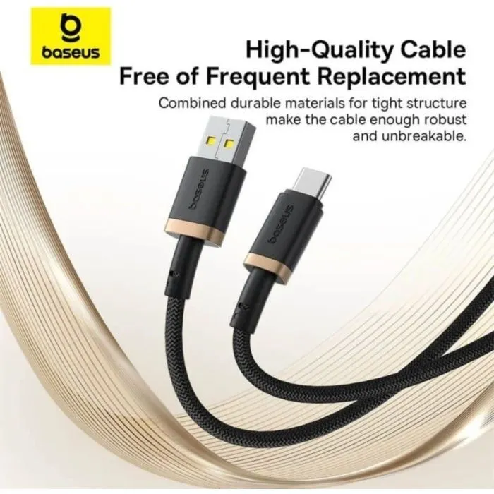 Дата кабель USB AM to USB-C 2.0m 60W black/gold Baseus (P10377802U01-02) изображение 7