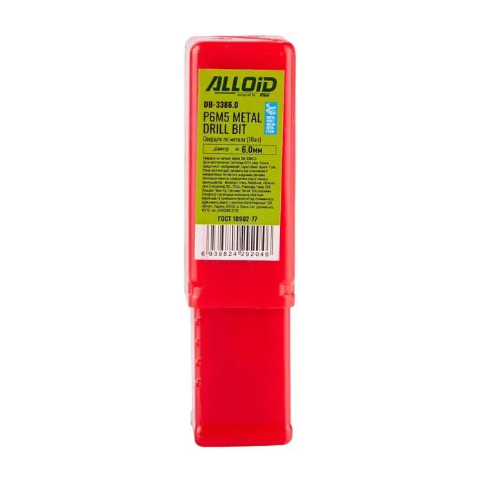 Сверло Alloid по металлу, 6.0мм, DIN338 (DB-3386.0) изображение 3