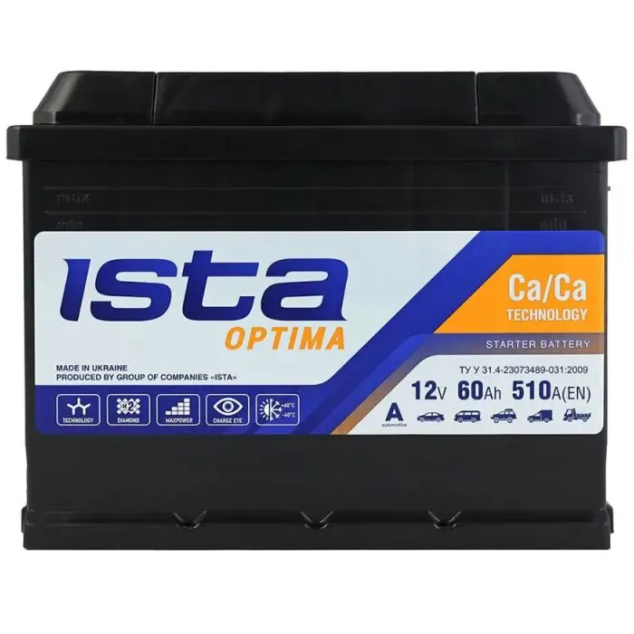 Акумулятор автомобільний ISTA Optima 60Ah 510A L+ (L2)