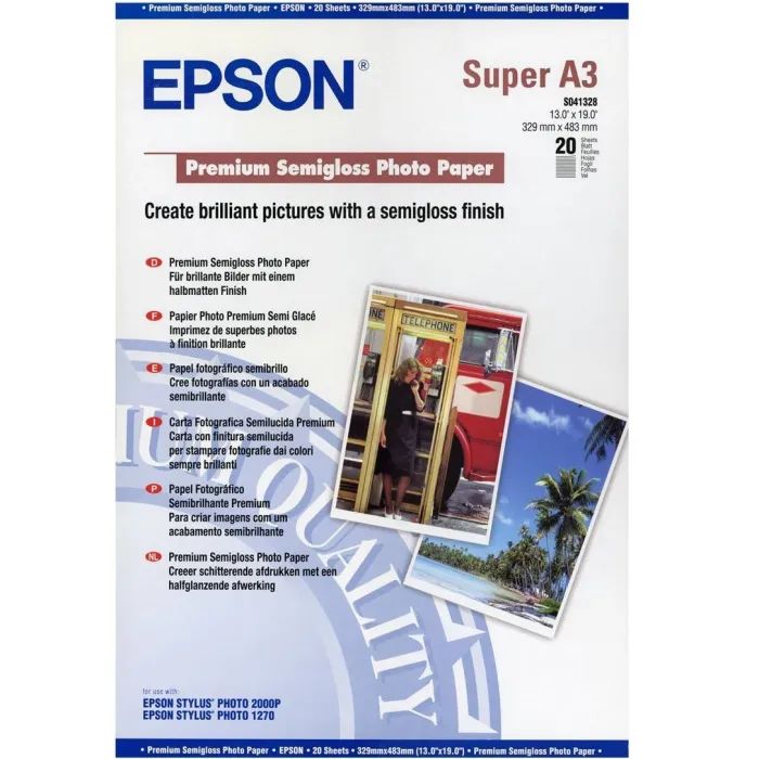 Фотобумага Epson A3+ Premium Semigloss Photo Paper (C13S041328)