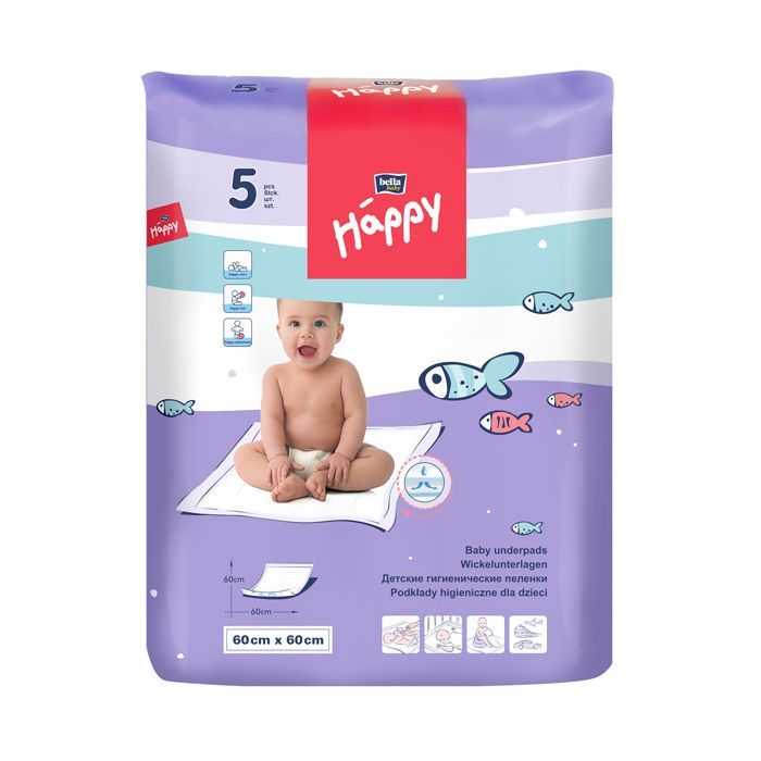 Пелюшки для малюків Bella Baby Happy 60x60 см 5 шт (5900516601652)