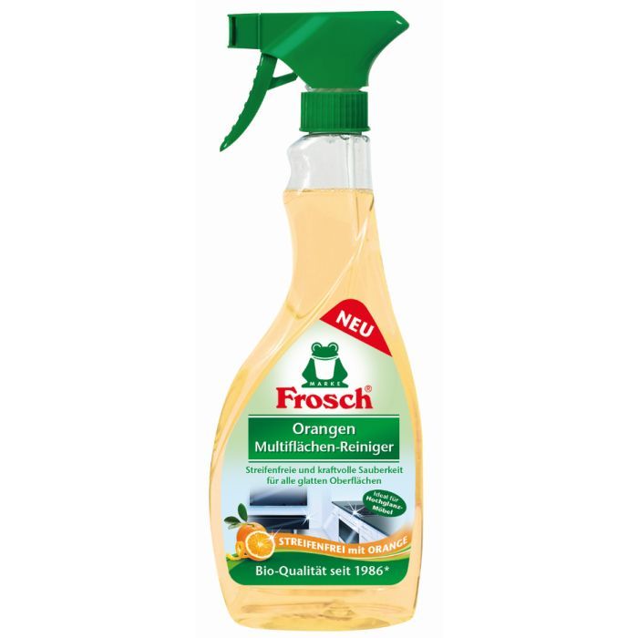 Спрей для чистки ванн Frosch универсальный очиститель для гладких поверхностей Апельсин 500 мл (4001499917349/4001499961540) изображение 2