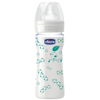 Бутылочка для кормления Chicco стеклянная 240 мл с силиконовой соской 0 мес+ (70821.31)