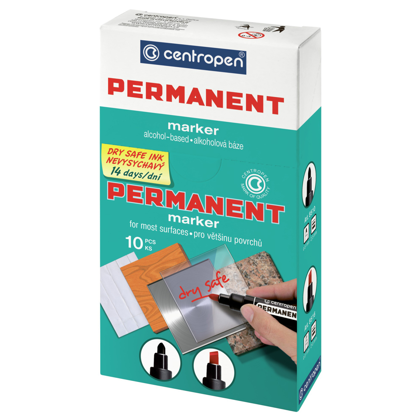 Маркер Centropen Permanent Dry Safe 8510 2,5 мм, round tip, black (8510/01) зображення 2