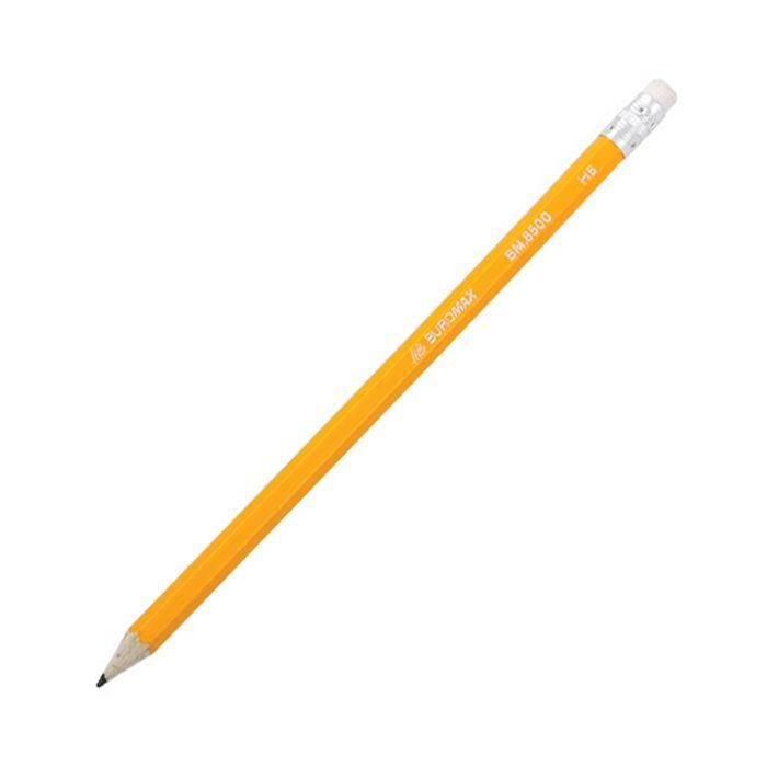 Карандаш графитный Buromax HB, with eraser, yellow, tube, JOBMAX (BM.8500)