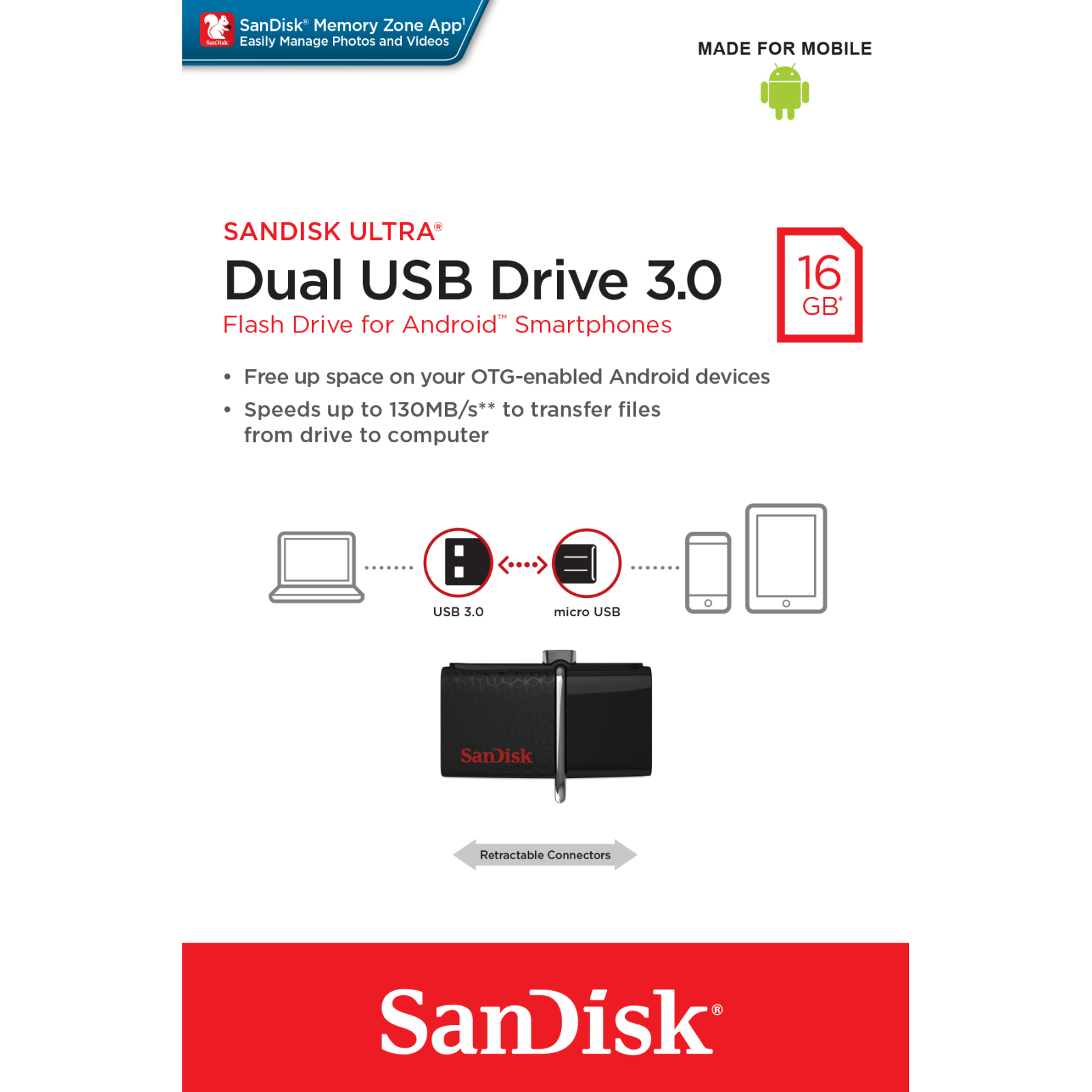 USB флеш накопичувач SanDisk 16GB Ultra Dual Drive OTG Black USB 3.0 (SDDD2-016G-GAM46) зображення 9