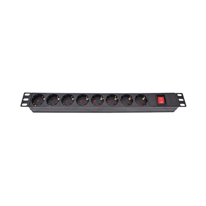 Силовой блок Eserver 19" 8 розеток, выкл., алюм. корпус PDU 220В, 16А (WT-2261A-GER-8WAY)