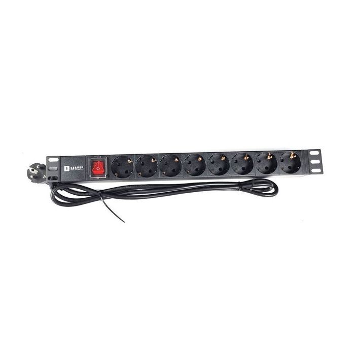 Силовой блок Eserver 19" 8 розеток, выкл., алюм. корпус PDU 220В, 16А (WT-2261A-GER-8WAY) изображение 2