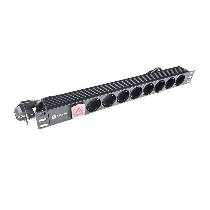 Силовой блок Eserver 19" 8 розеток, выкл., алюм. корпус PDU 220В, 16А (WT-2261A-GER-8WAY) изображение 3