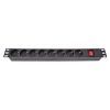 Силовой блок Eserver 19" 8 розеток, выкл., алюм. корпус PDU 220В, 16А (WT-2261A-GER-8WAY)