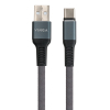 Дата кабель USB 2.0 AM to Type-C 1m flat nylon gray Vinga (VCPDCTCFNB1GR) зображення 2