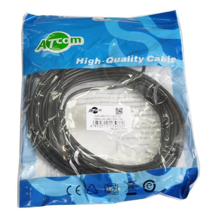Кабель мультимедийный Jack-mini Jack (male-male) 0.8m Atcom (17434) изображение 2