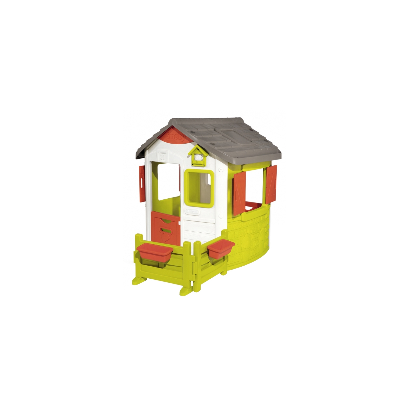 Игровой домик Smoby лесника Нео со ставнями с угловой оградой и 2 цветочными гор (810501)