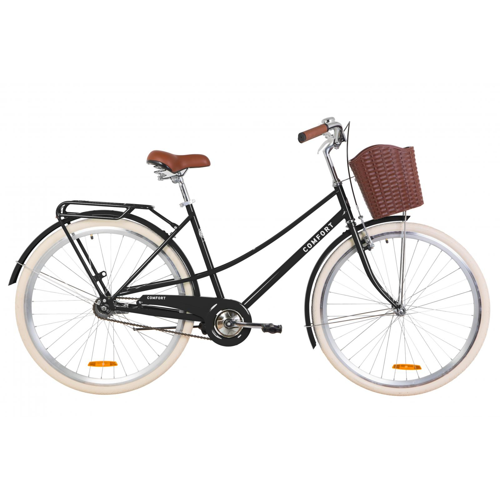 Велосипед Dorozhnik 28" COMFORT FEMALE рама-19,5" St 2020 черный, багажник+корзи (OPS-D-28-162)