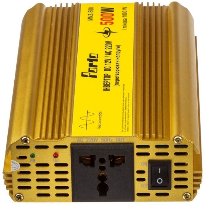 Автомобільний інвертор 12V/220V 500W, чиста синусоїда Porto (MNZ-500) зображення 4