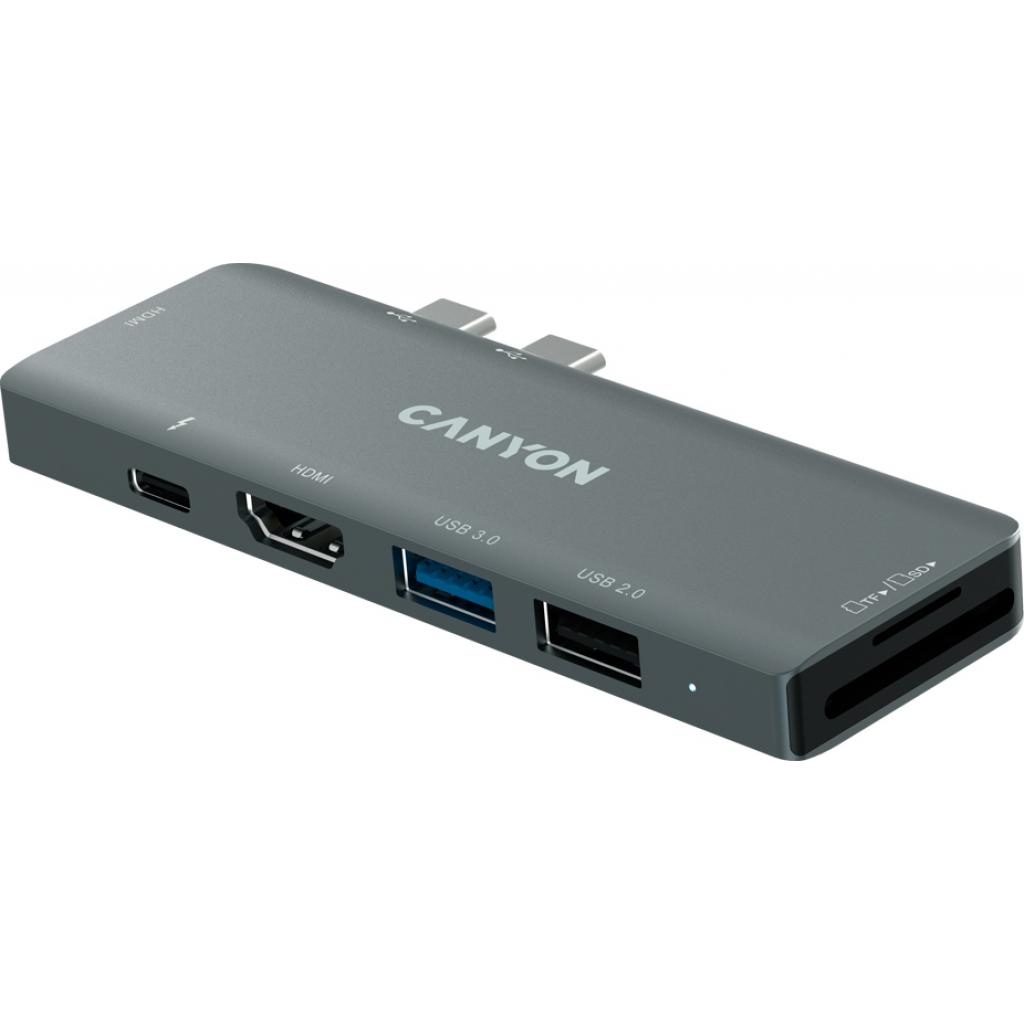 Порт-репликатор Canyon 1*Type C PD100W+2*HDMI+1*USB3.0+1*USB2.0+1*SD+1*TF (CNS-TDS05B) изображение 4