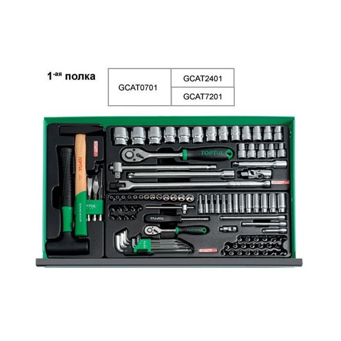 Набор инструментов Toptul Pro-Line в инструментальном ящике 3 секции 157 ед. (GCAZ0011) изображение 2