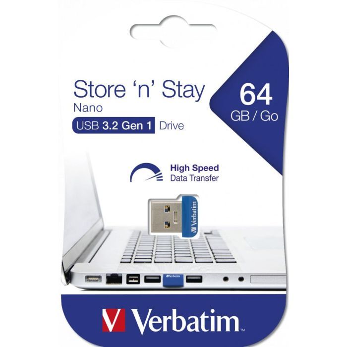 USB флеш накопитель Verbatim 64GB Store 'n' Stay NANO Blue USB 3.2 (98711) изображение 5