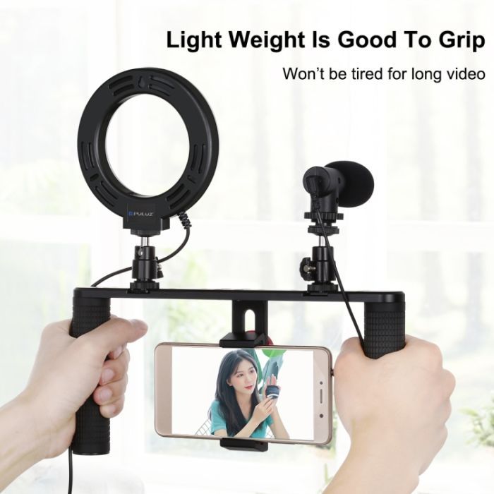 Набор блогера Puluz 4in1 (ring light, mount, phone holder, microphone) (PKT3028) изображение 3