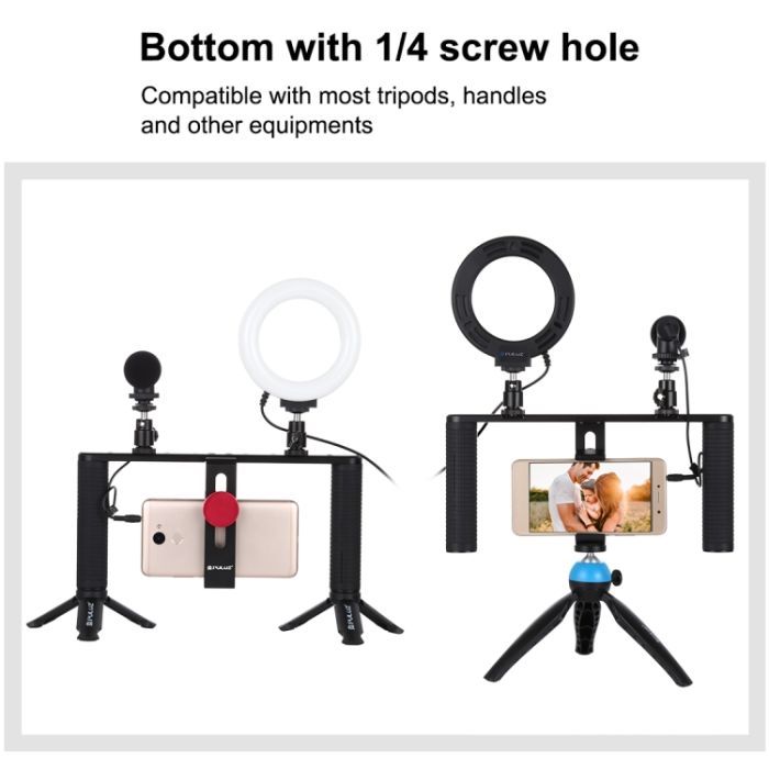 Набор блогера Puluz 4in1 (ring light, mount, phone holder, microphone) (PKT3028) изображение 4