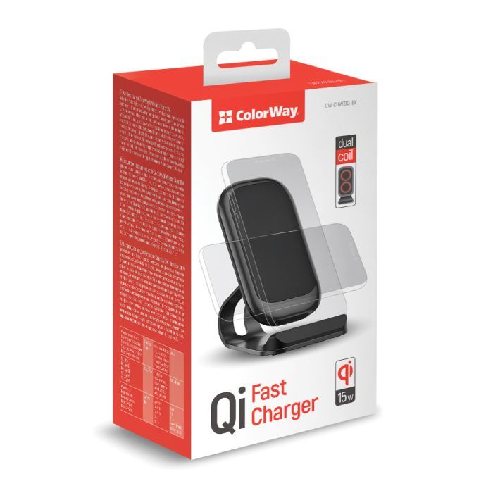 Зарядний пристрій ColorWay Wireless Stand 15W Black (CW-CHW31Q-BK) зображення 2
