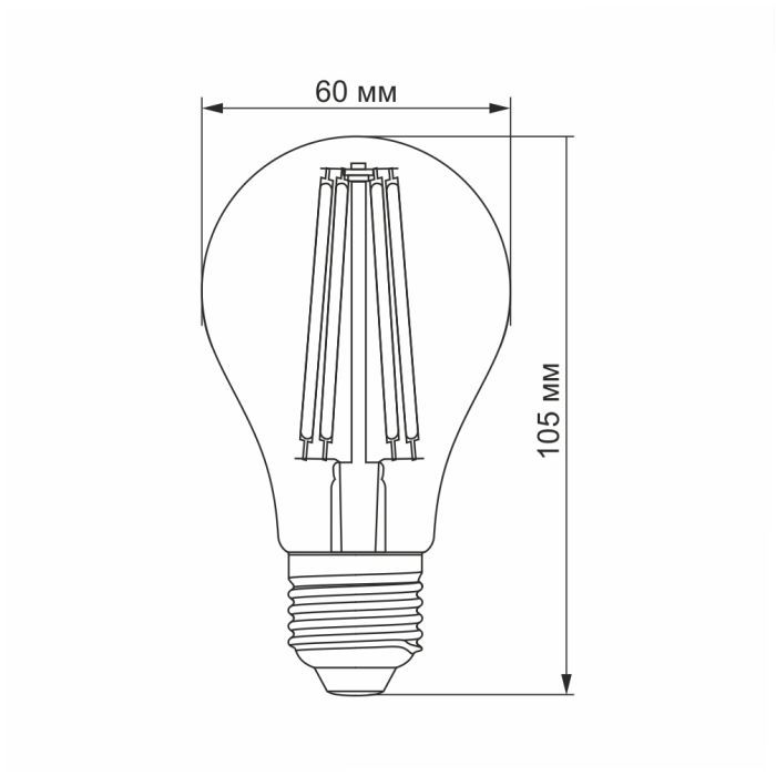 Лампочка Videx Filament A60FA 10W E27 2200K 220V (VL-A60FA-10272) изображение 3