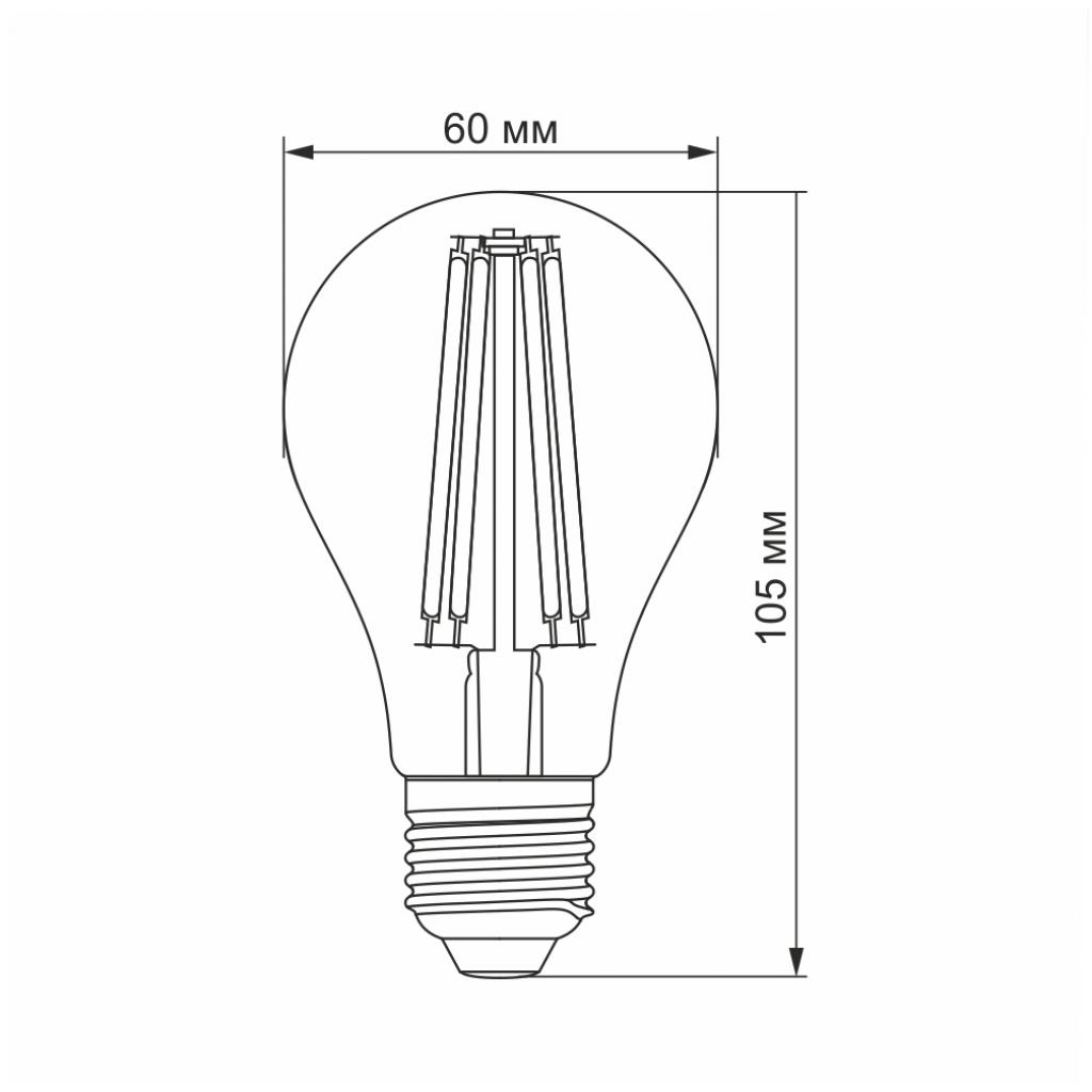 Лампочка Videx Filament A60FA 10W E27 2200K 220V (VL-A60FA-10272) изображение 3