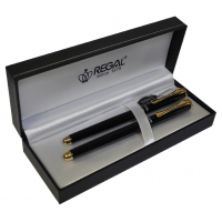 Photos - Pen Regal Ручка пір'яна  набір перо + ролер в подарунковому футлярі Чорний (R12 