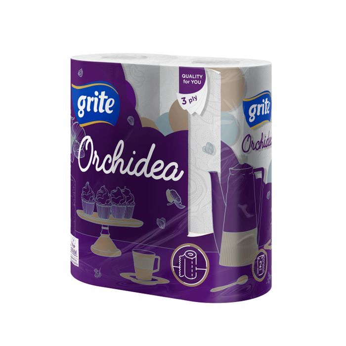 Бумажные полотенца Grite Orchidea 3 слоя 2 рулона (4770023348415)