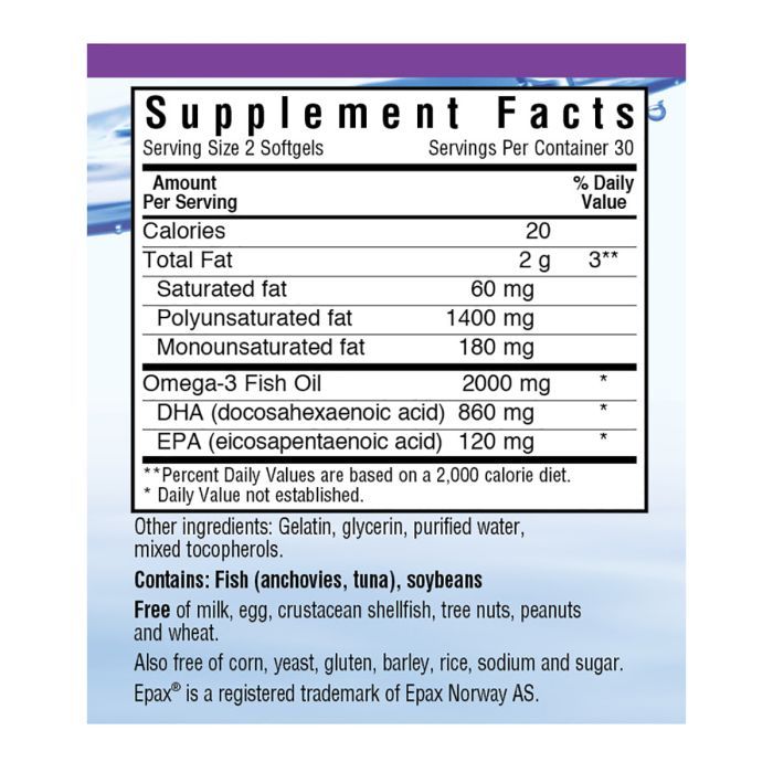 Жирные кислоты Bluebonnet Nutrition Омега-3 Формула для Мозга,  Omega-3 Brain Formula, 60 желат (BLB0944) изображение 2