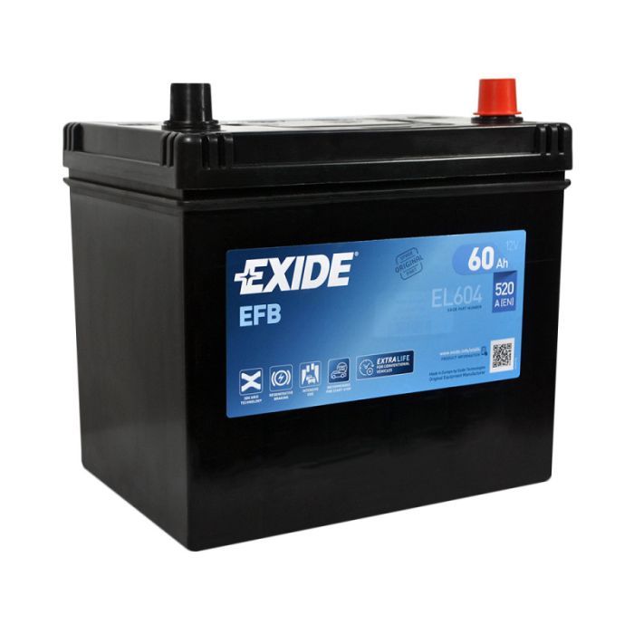 Акумулятор автомобільний EXIDE START-STOP EFB 60A (EL604) зображення 3