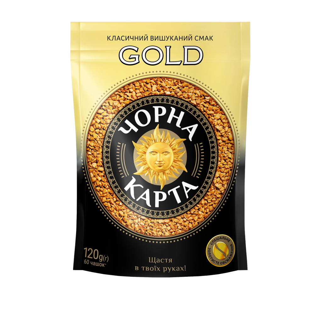Кофе ЧОРНА КАРТА растворимый 120г пакет, Gold (ck.52556)