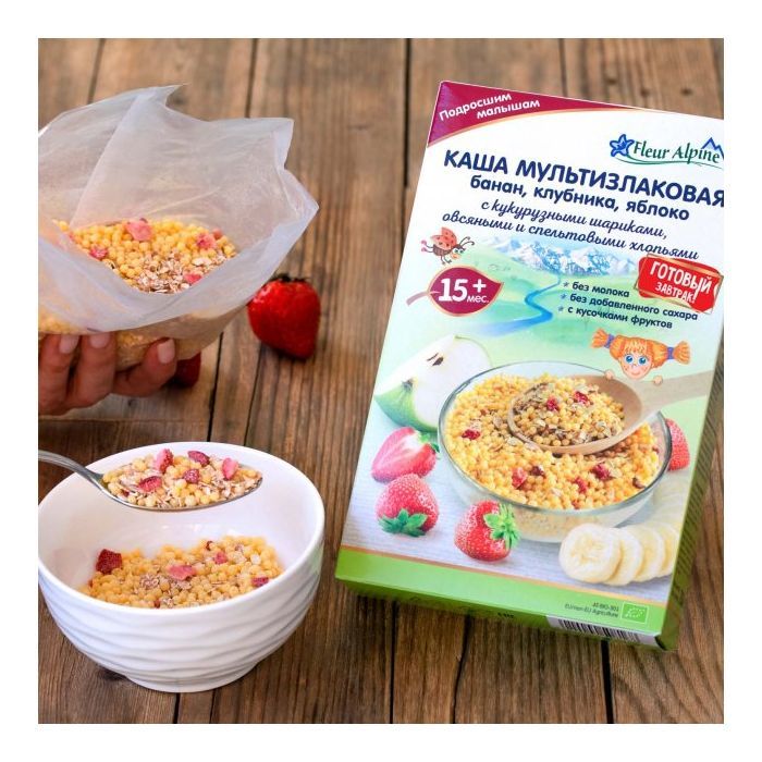 Детская каша Fleur Alpine безмолочная Organic Мультизлаковая бан,полун,ябл. 200 г (9010004508168) изображение 7