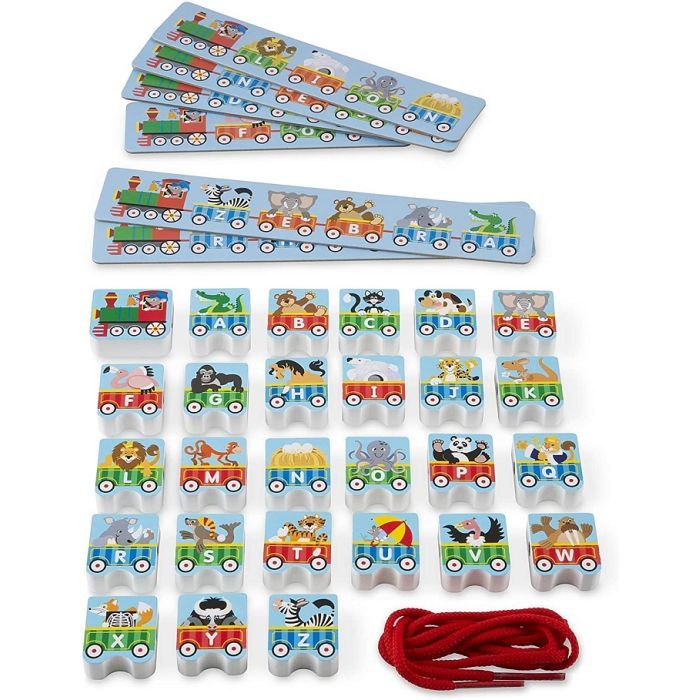 Развивающая игрушка Melissa&Doug деревянная шнуровка-паровозик "Алфавит" (MD9497) изображение 4
