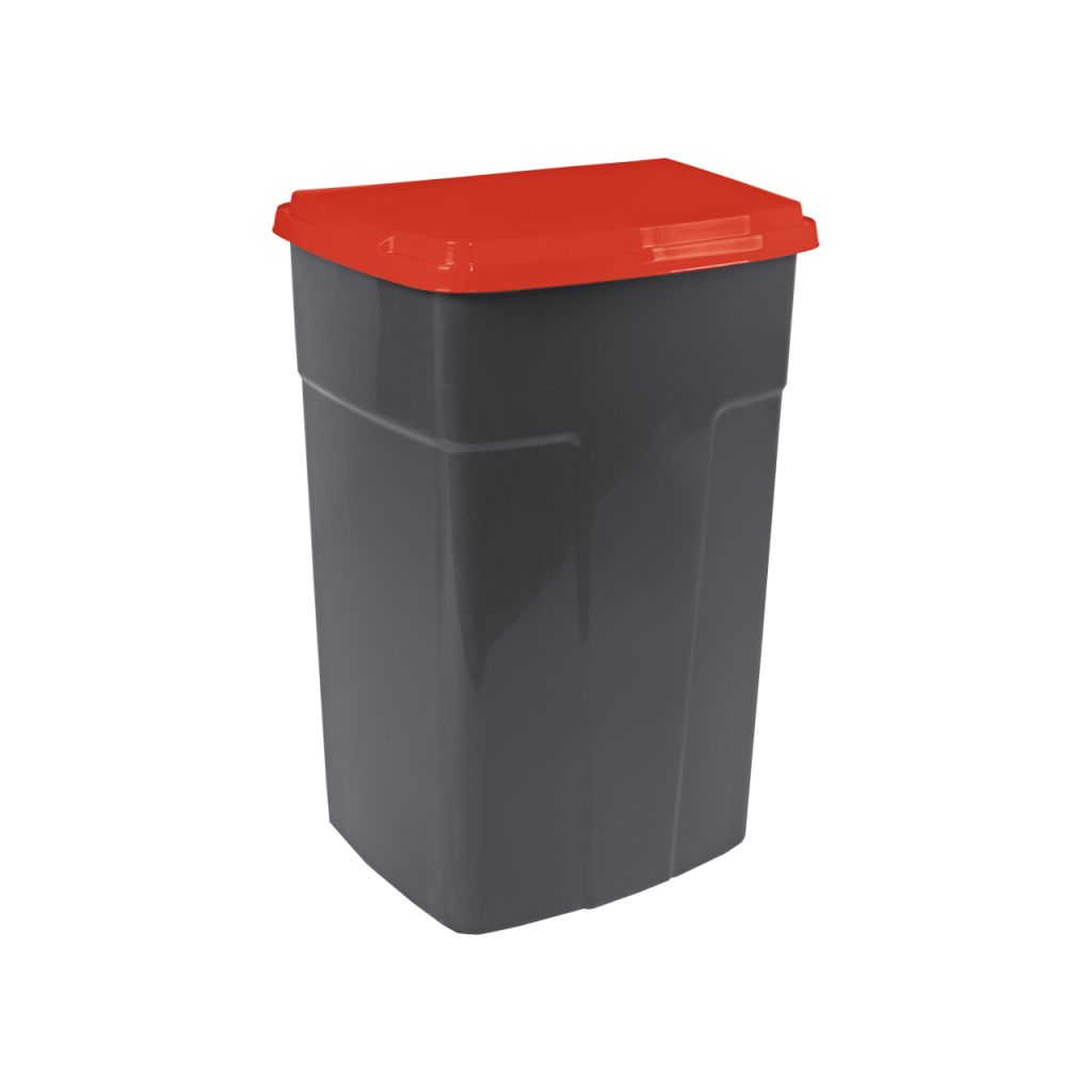 Контейнер для мусора Алеана с крышкой темно-серый с красным 90 л (4098)