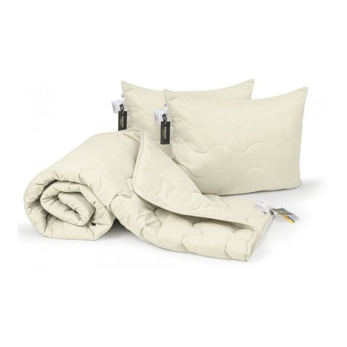 Ковдра MirSon Набір вовняний №1680 Eco Light Creamy Ковдра 140х205 + подуш (2200002656597)