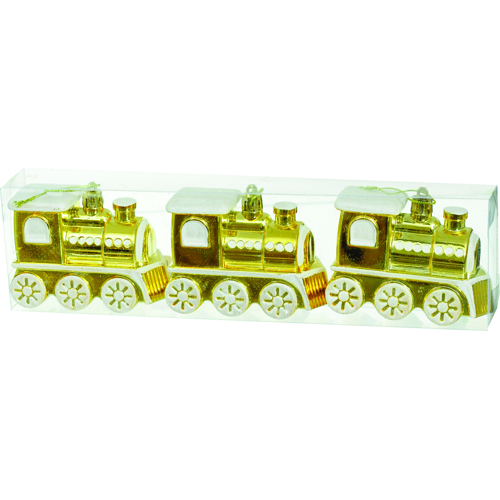Елочная игрушка Jumi Поезд, 3 шт, пластик, золотой (5900410792319)