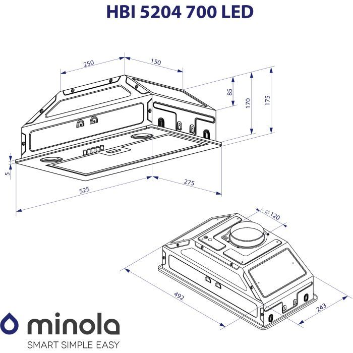 Вытяжка кухонная Minola HBI 5204 I 700 LED изображение 10