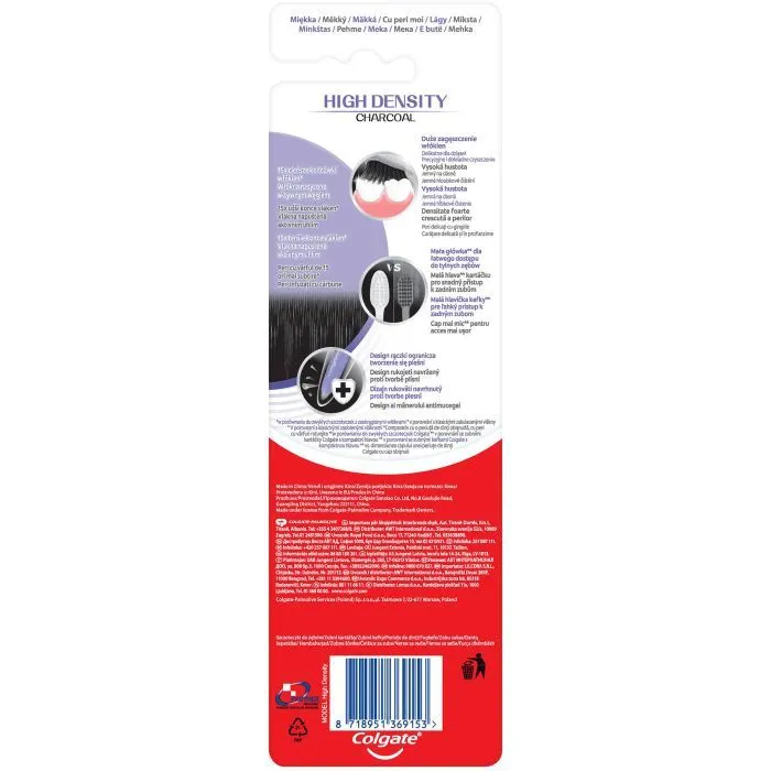 Зубна щітка Colgate High Density Charcoal м'яка 2 шт. (8718951369153) зображення 7