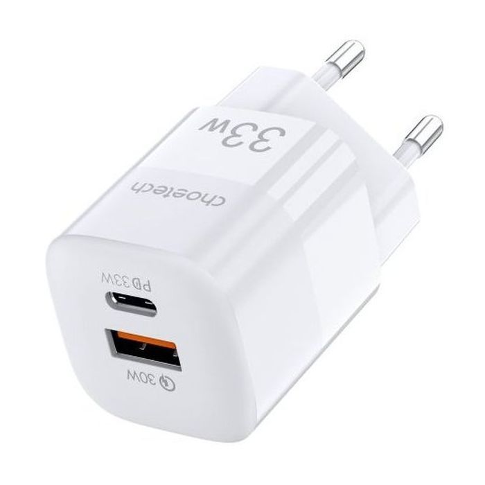 Зарядний пристрій Choetech GaN USB-A/USB-C 33W QC3.0/PD/PPS (PD5006-EU-WH) зображення 2