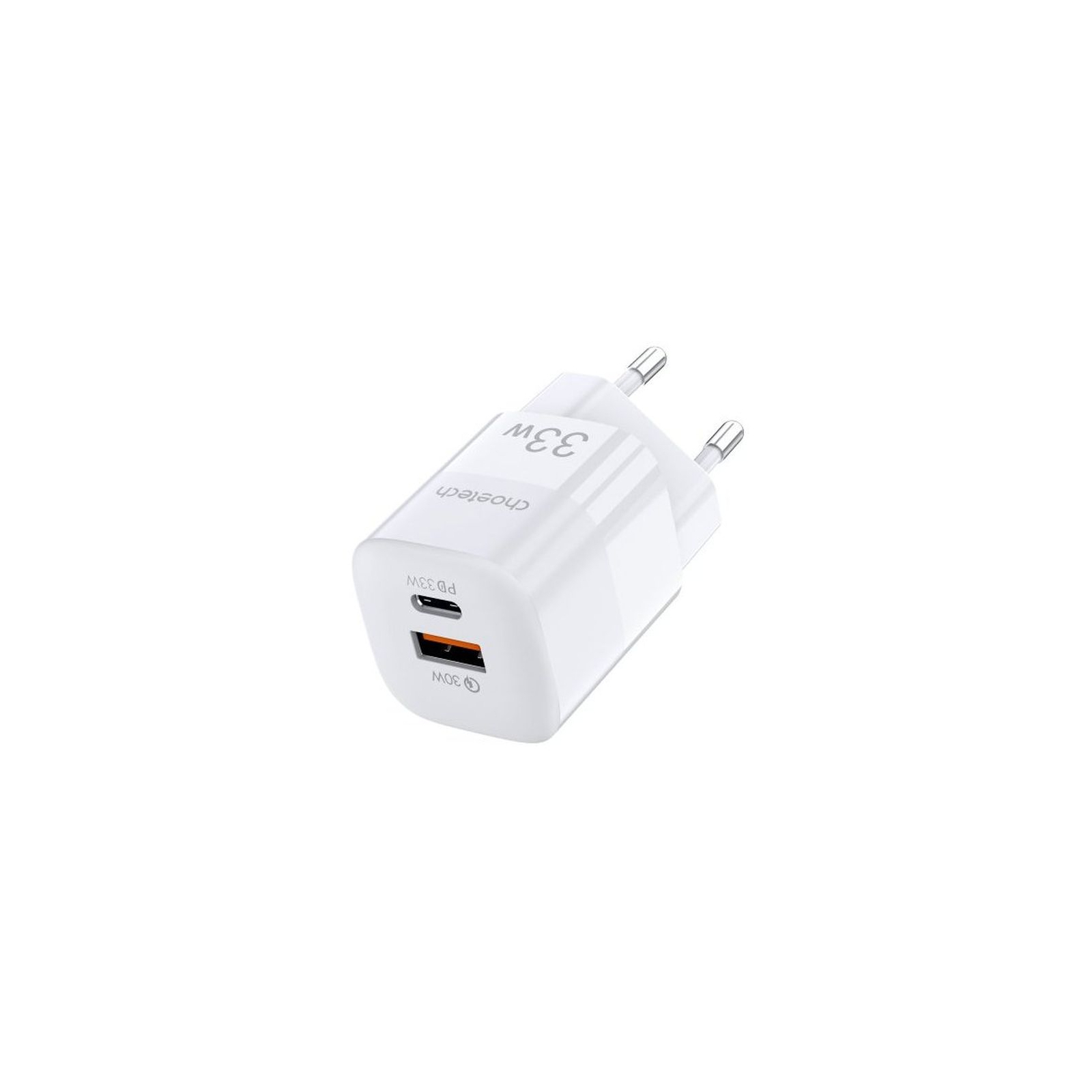 Зарядний пристрій Choetech GaN USB-A/USB-C 33W QC3.0/PD/PPS (PD5006-EU-WH) зображення 2