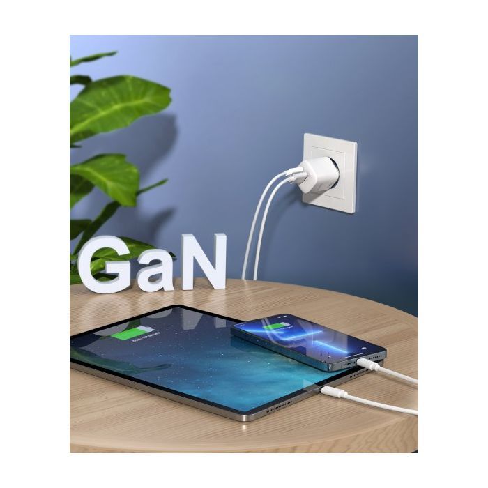 Зарядний пристрій Choetech GaN USB-A/USB-C 33W QC3.0/PD/PPS (PD5006-EU-WH) зображення 7
