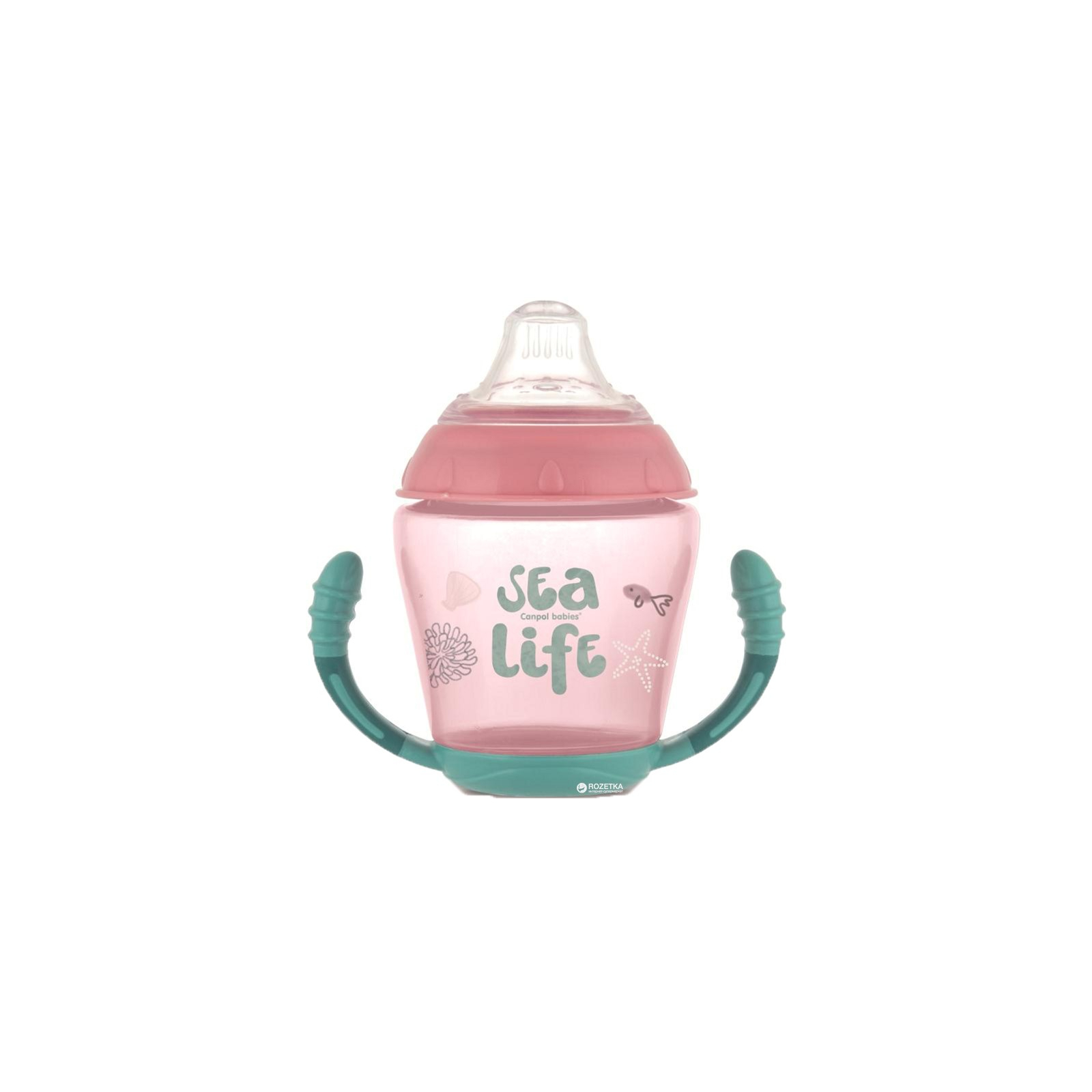 Поильник-непроливайка Canpol babies с мягким силиконовым носиком Sea Life розовый 230 мл (56/501_pin)