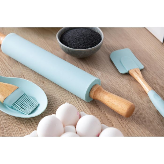 Качалка Ardesto Tasty baking 43,5 см Silicon/Wood Tiffany Blue (AR2323T) зображення 3