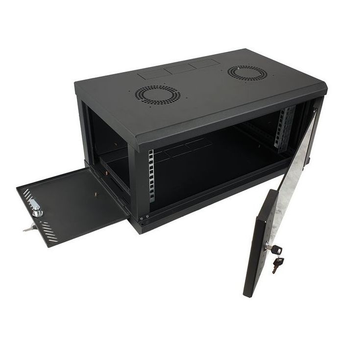 Шкаф настенный Eserver 4U 19" 600х350х284 (Ш*Г*В), стекло, чёрная (ES-Е435B) изображение 4
