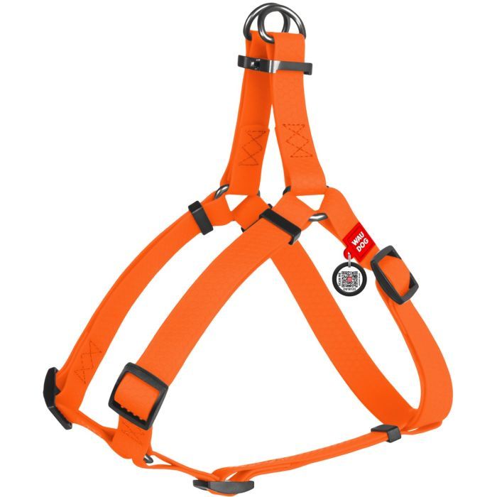Шлея для собак WAUDOG Waterproof з QR-паспортом М Ш 20 мм Д 50-80 см блакитна (27652)