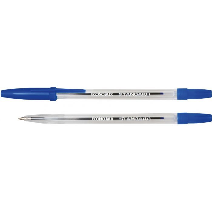 Ручка шариковая Economix STANDARD 0,5мм. Корпус прозрачный, пишет синим (E10117-02)